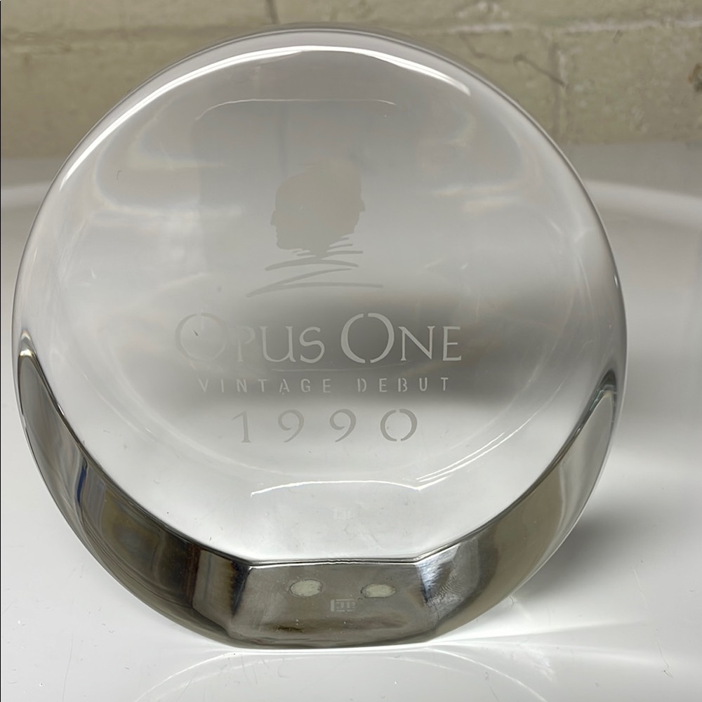 Opus One Vintage Debut 1990 Glass Paperweight